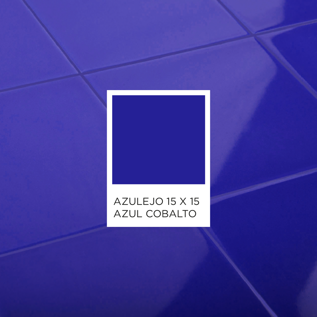 Azulejo azul cobalto 15 cm x 15 cm