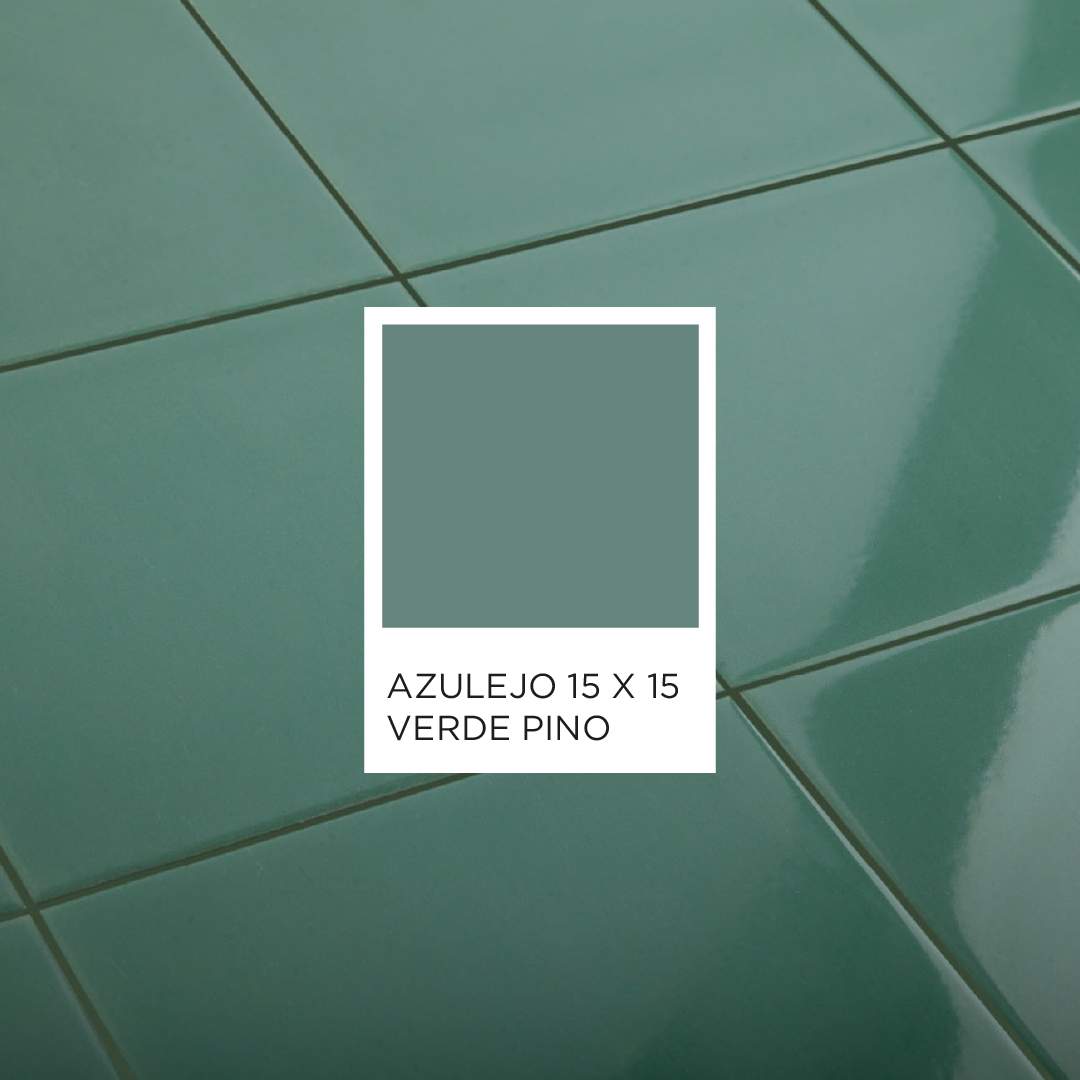 Azulejo verde pino 15 cm x 15 cm